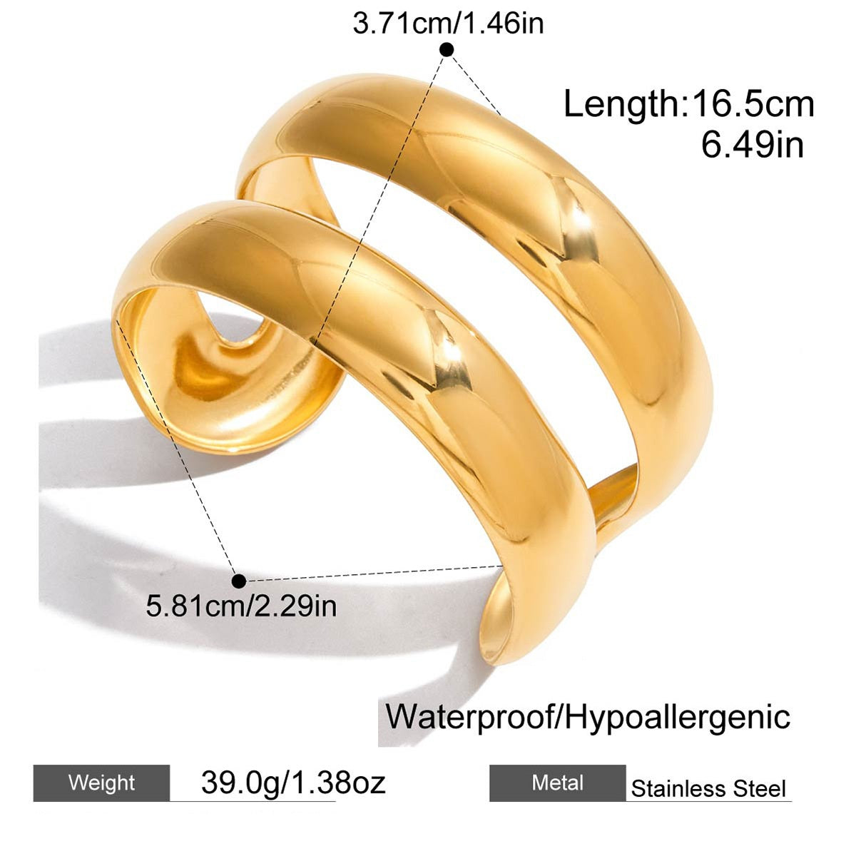 Jasmine Gold Tone Statement Cuff Bracelet