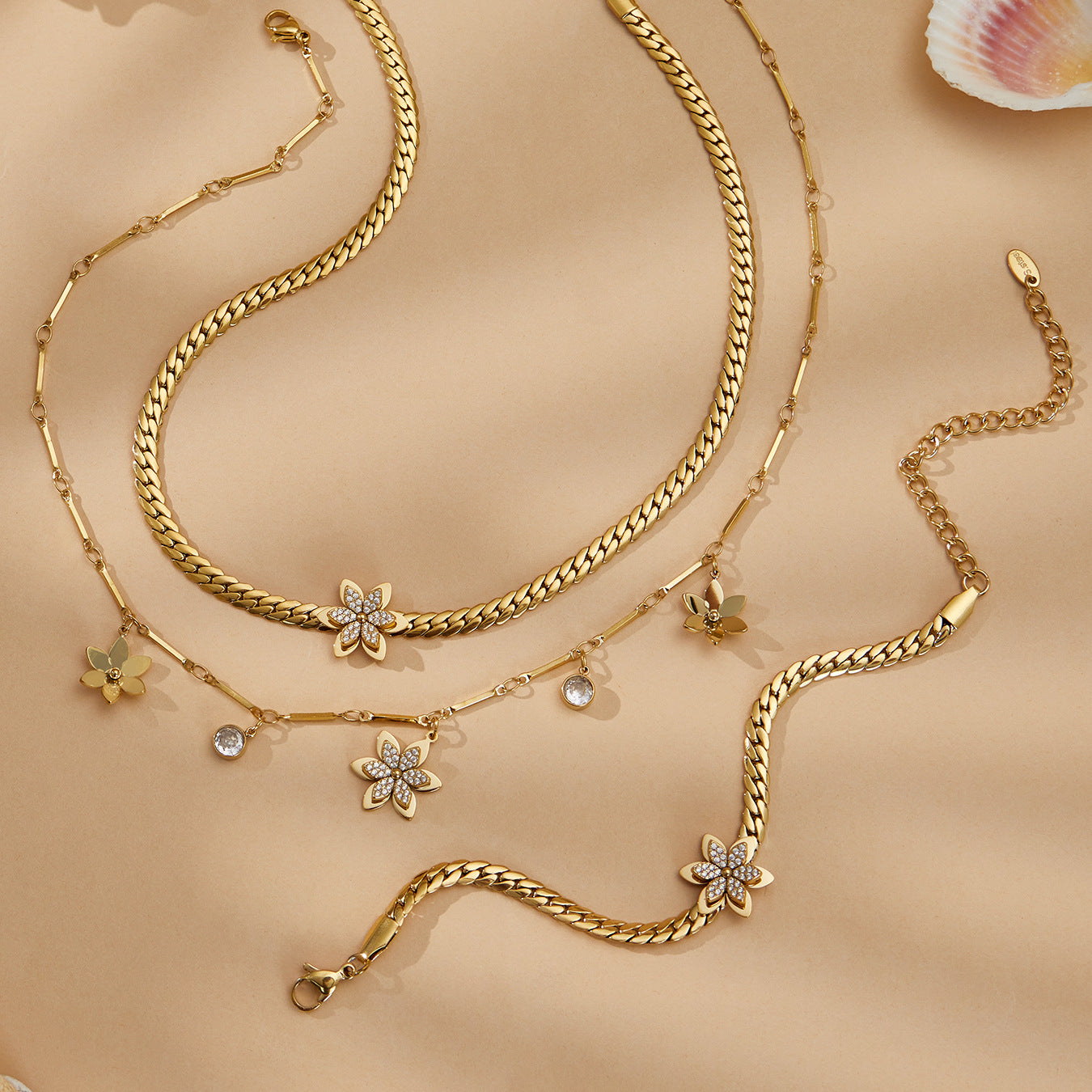 Maeve Rae Gold Tone Flower Zircon Necklace