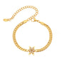 Maeve Wen Gold Tone Flower Zircon Bracelet