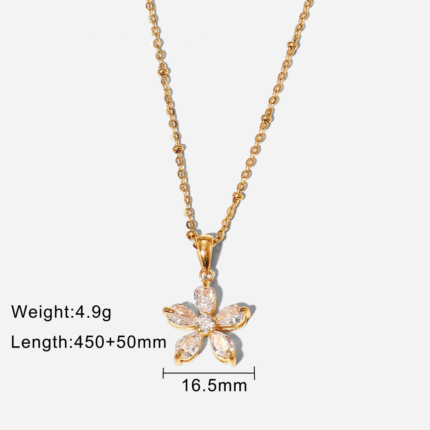 Celine Gold Tone Zircon Flower Necklace