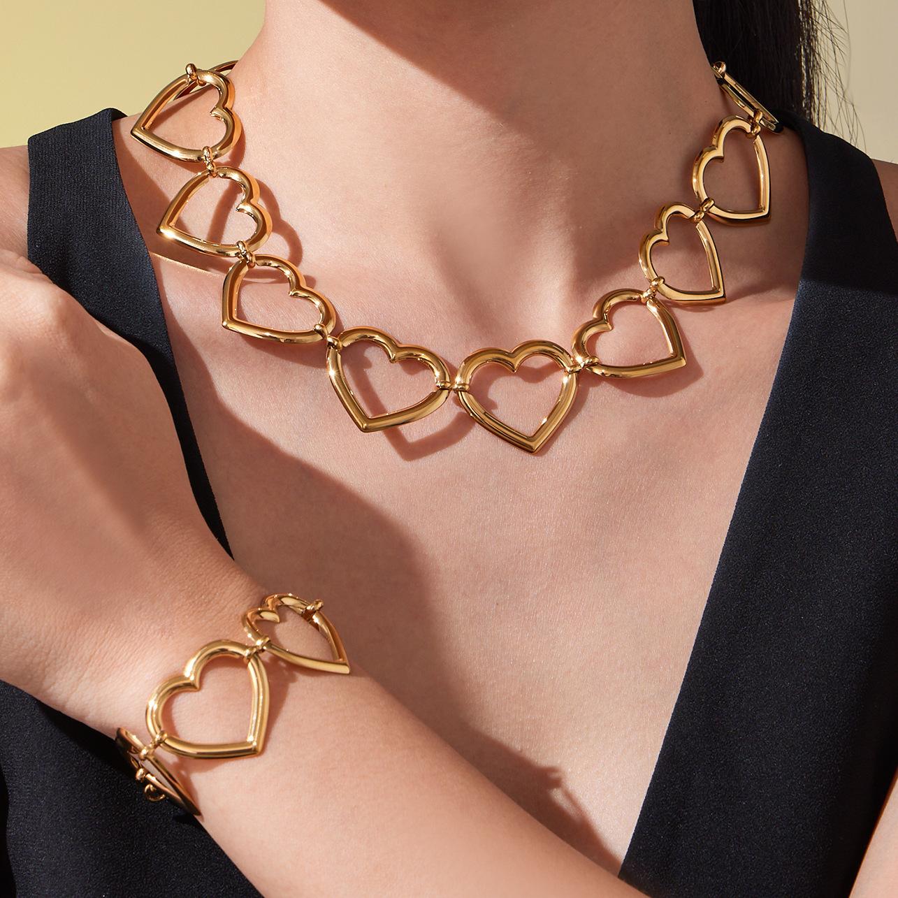 Olive Gold Tone Multiple Hearts Bracelet