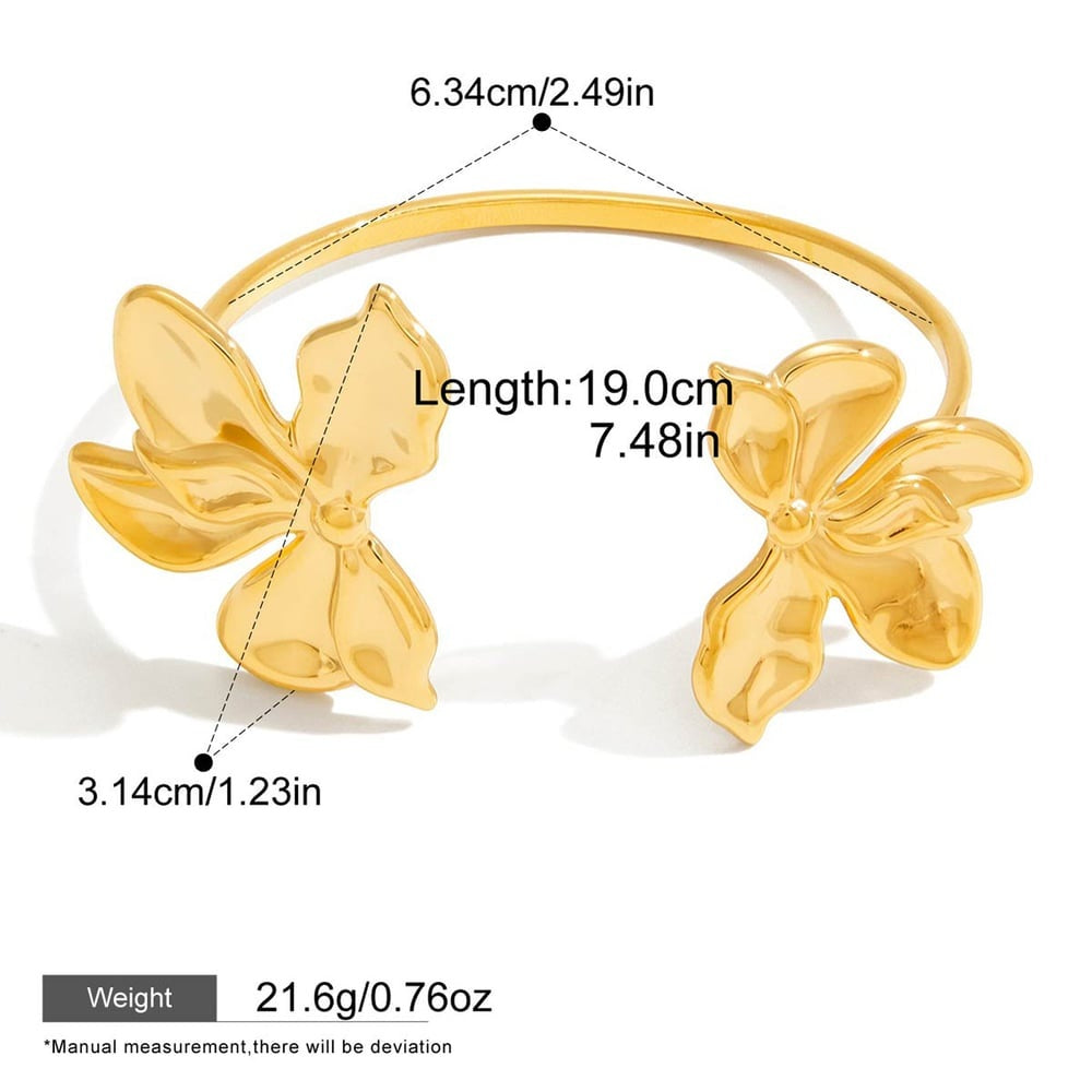 Olivia Gold Tone Flower Statement Bangle