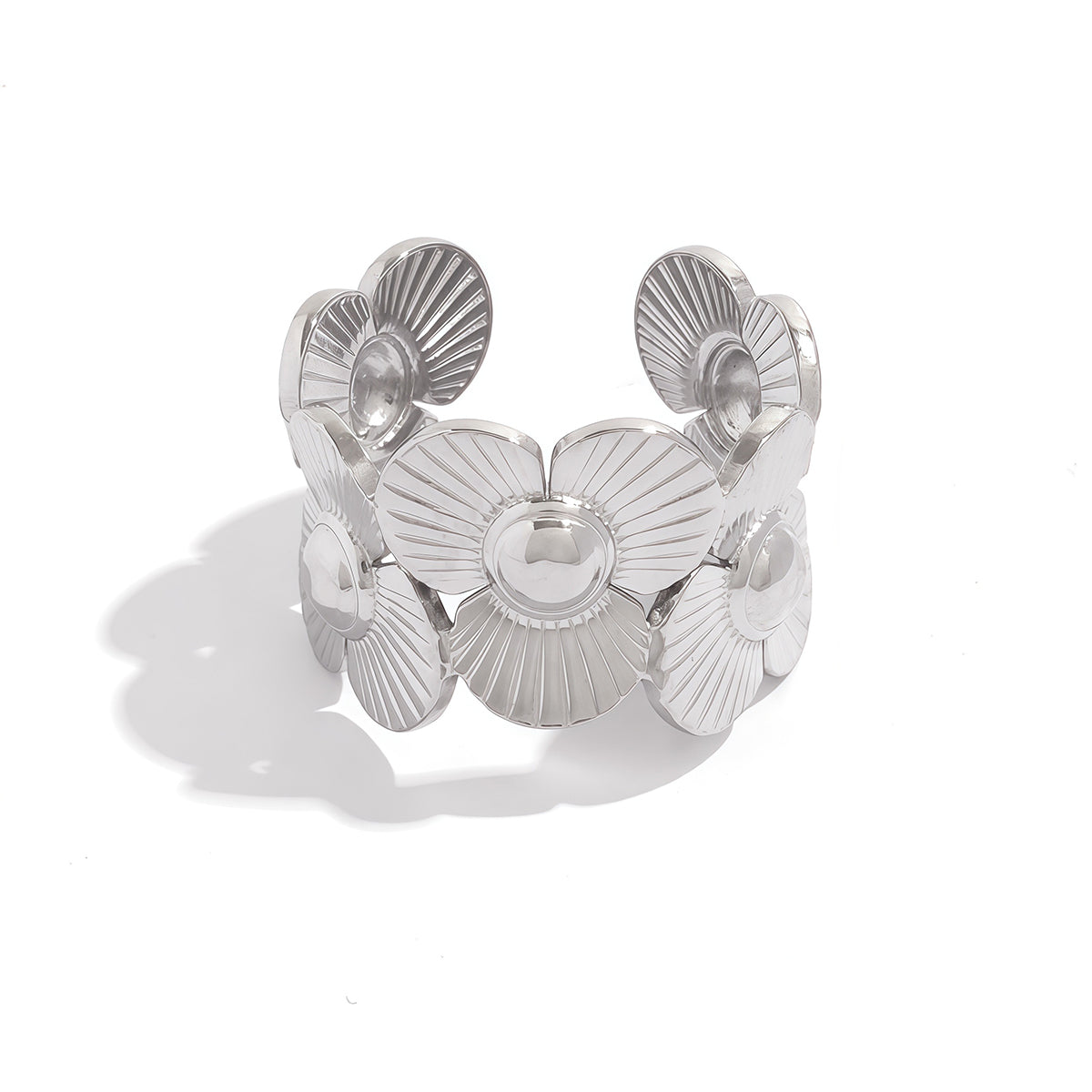 Scarlet Silver Tone Flower Ring