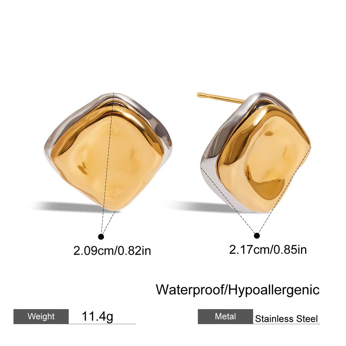 Charlie Two Tone Square Earrings