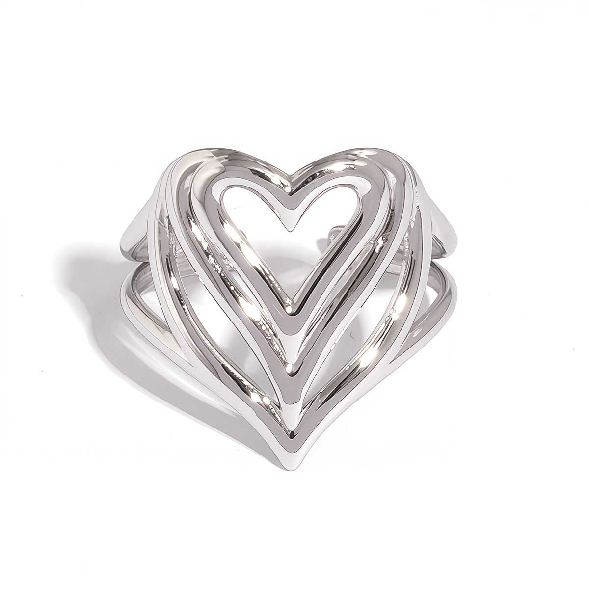 Emily Silver Tone Heart Ring