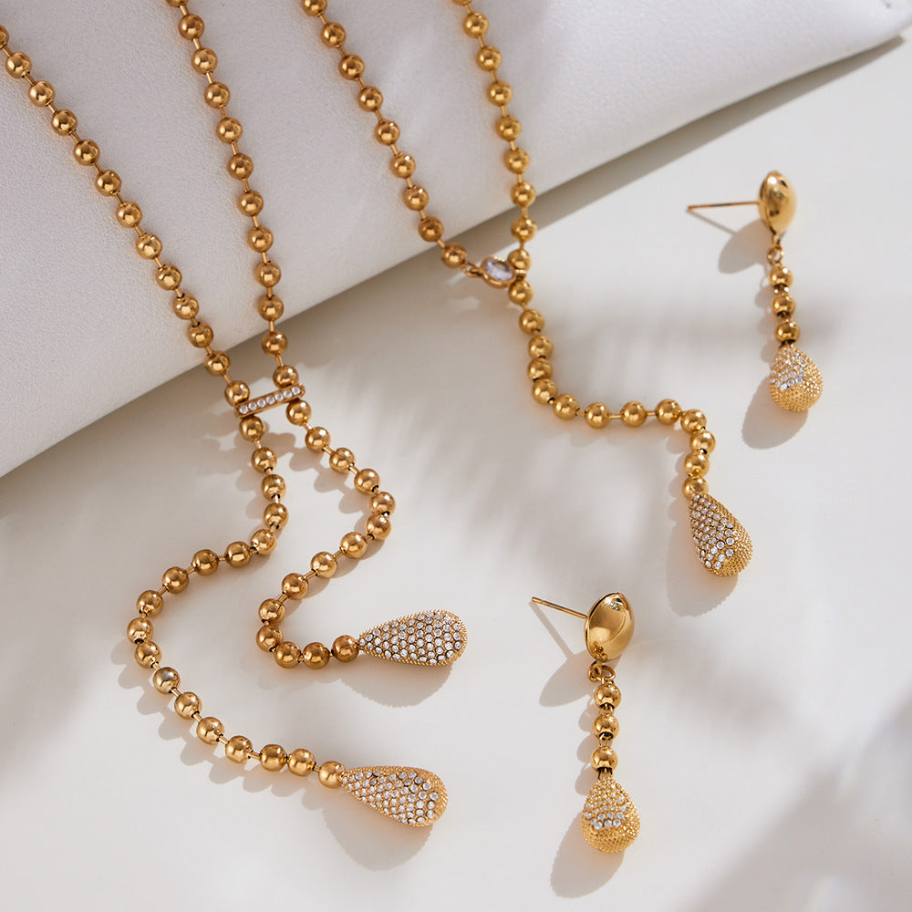 Hailey Gold Tone Droplet Zircon Drop Necklace