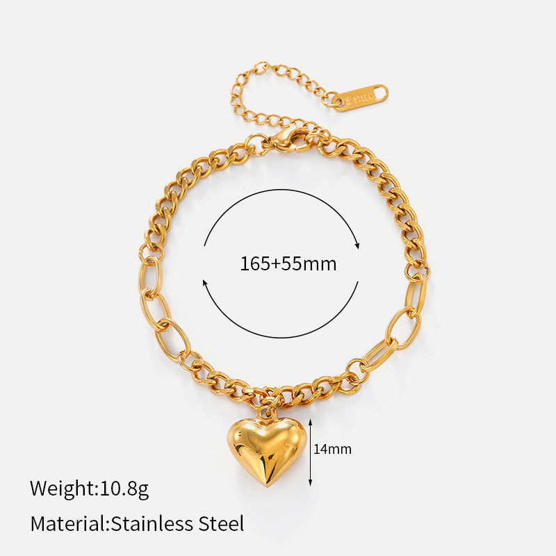 Callie Gold Tone Heart Chain Bracelet