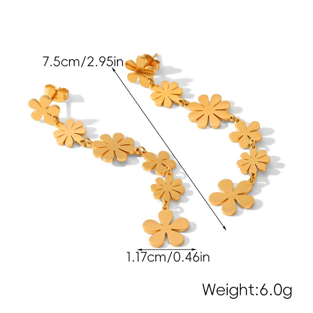 Isabella Gold Flower Dangle Earrings