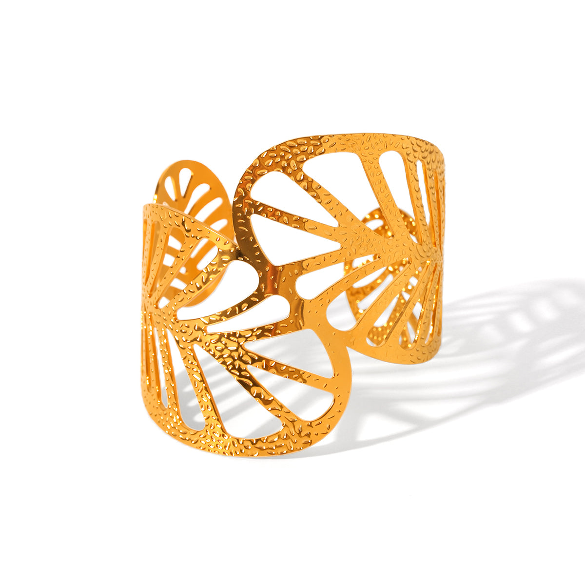 Ashley Gold Tone Leaves Cuff Bracelet