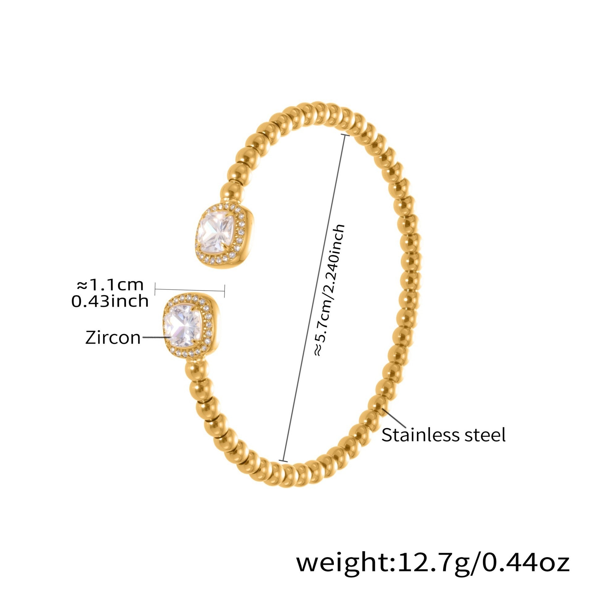 Haven Gold Tone Beads Zircon Cuff Bracelet