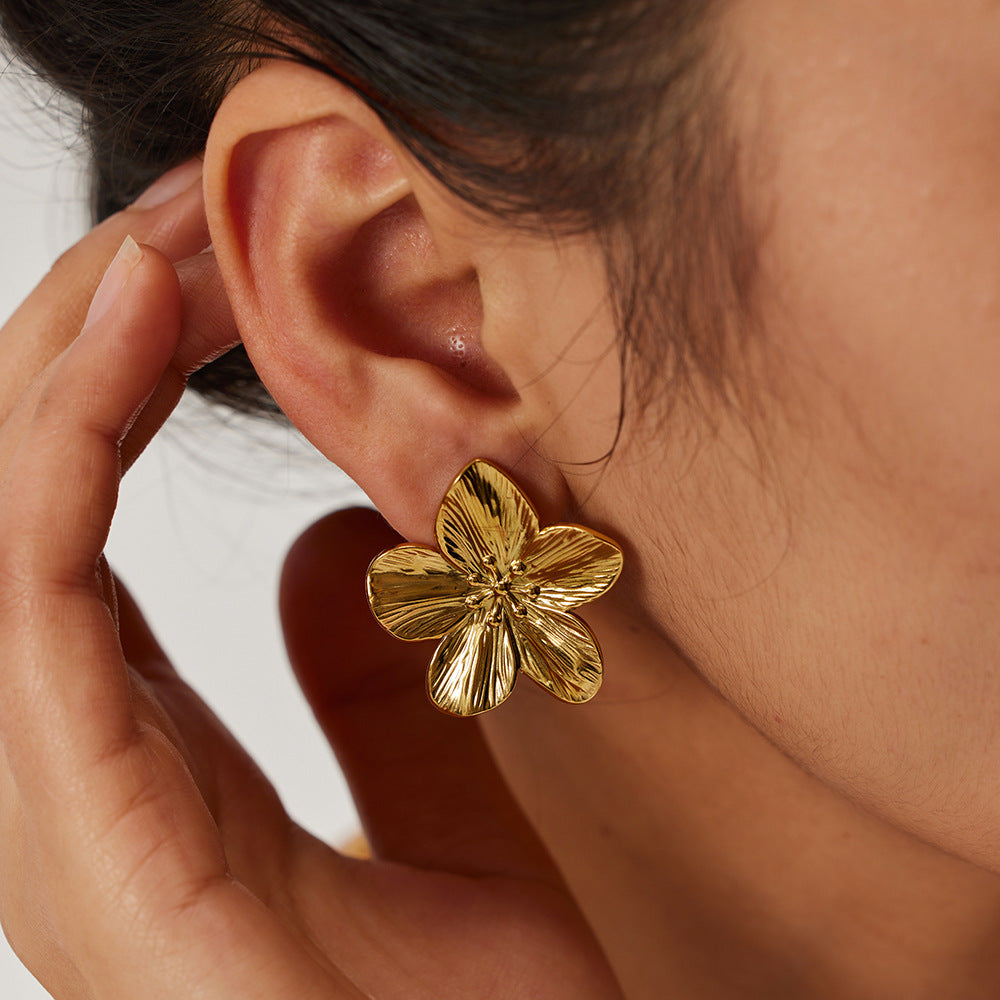Avery Gold Tone Flower Statement Earrings
