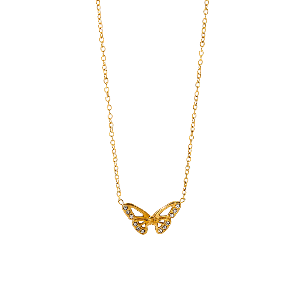 Oaklynn Gold Tone Butterfly Zircon Necklace