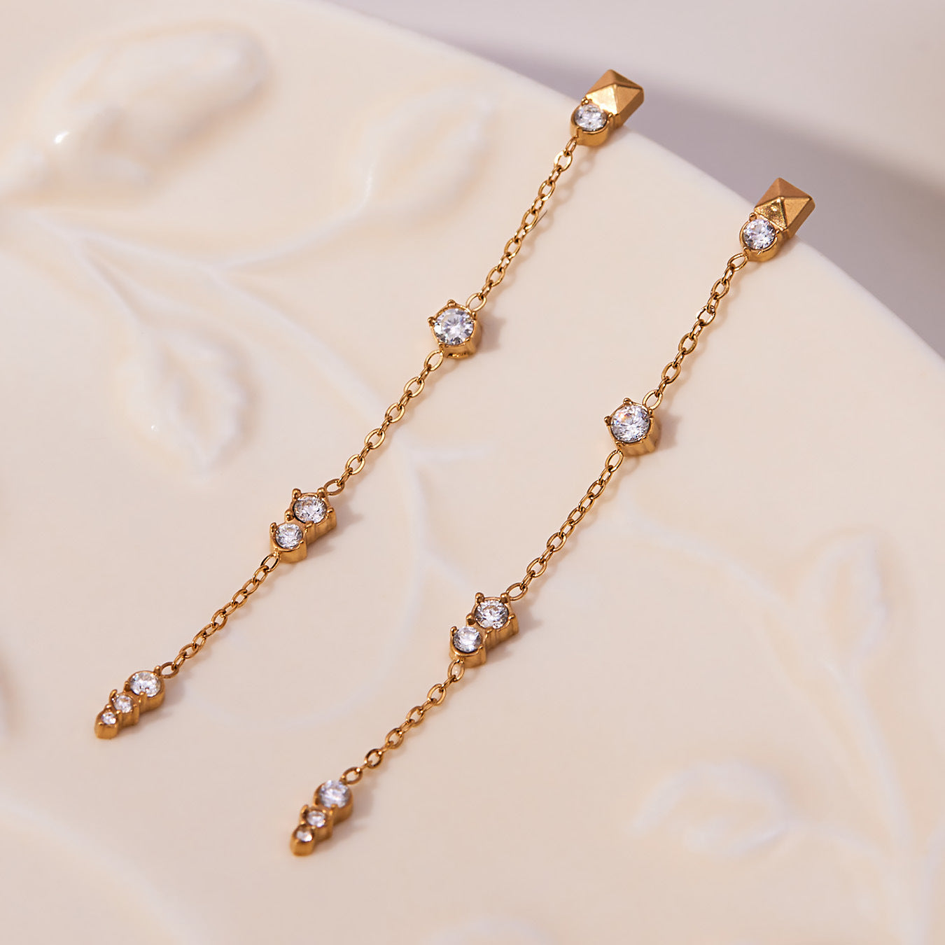 Eden Gold Tone Zircon Drop Earrings