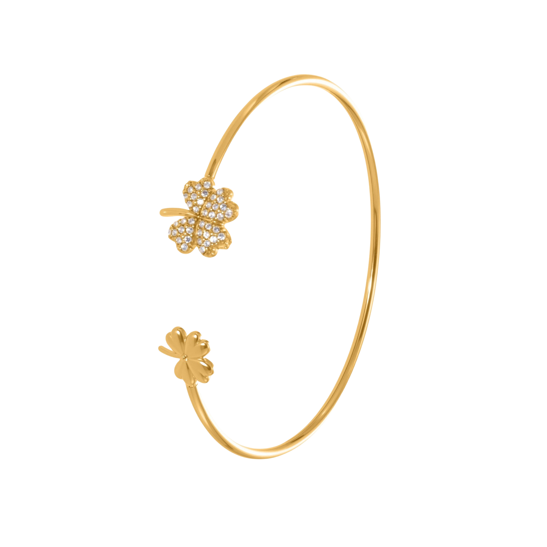 Molly Gold Tone Clover Zircon Cuff Bracelet