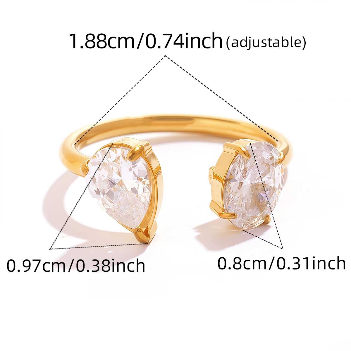 Audrey Leah Gold Tone Zircon Ring