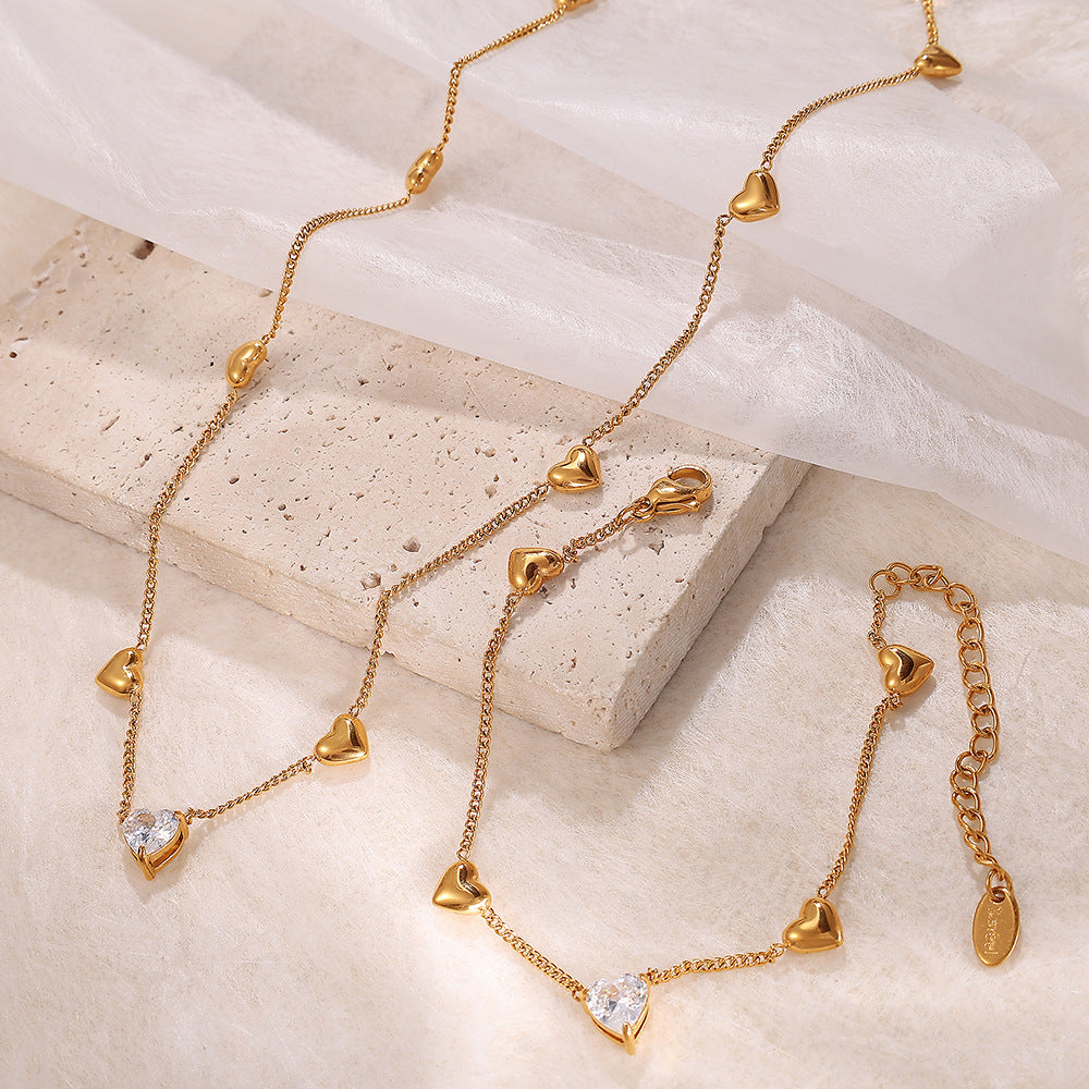 Piper Gold Tone Heart Zircon Necklace