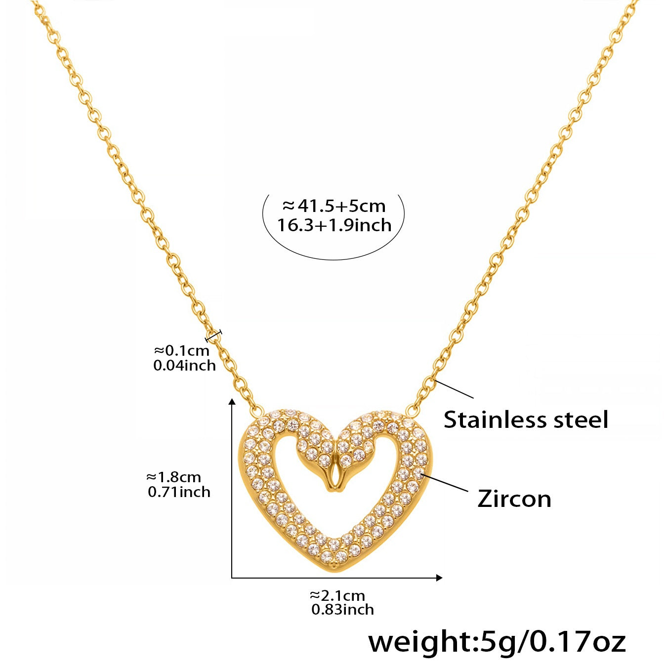 Parker Gold Tone Swan Heart Zircon Necklace