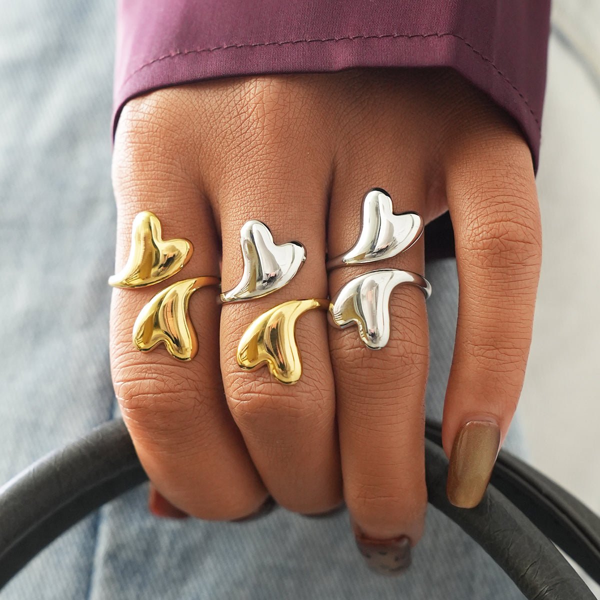 Lily Gold Tone Double Heart Ring