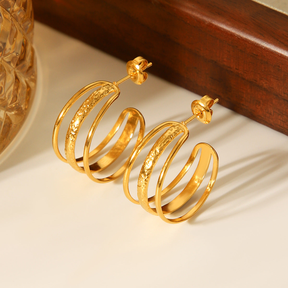 Anna Gold Tone Hoop Earrings
