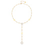 Emma Gold Tone Clover Zircon Drop Necklace
