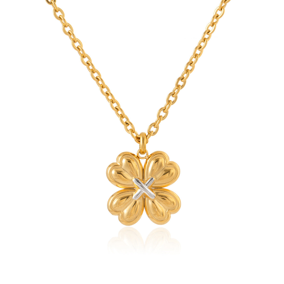 Violet Two Tone Single Clover Necklace