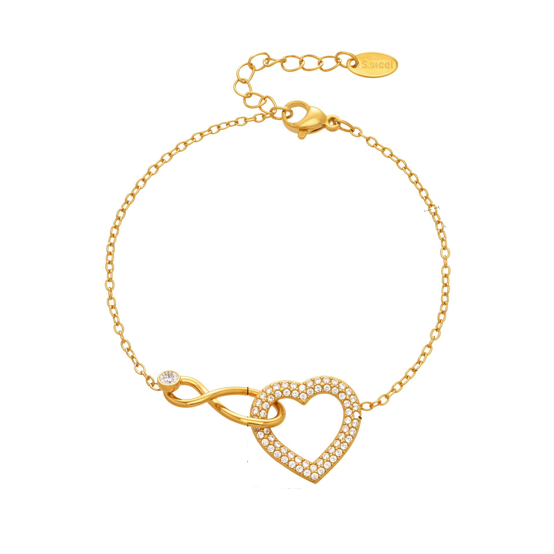 Maria Gold Tone Infinity Heart Zircon Bracelet