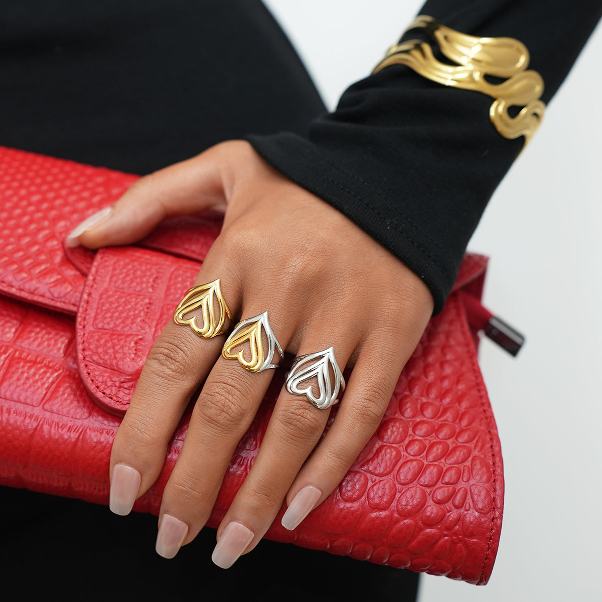 Emily Silver Tone Heart Ring