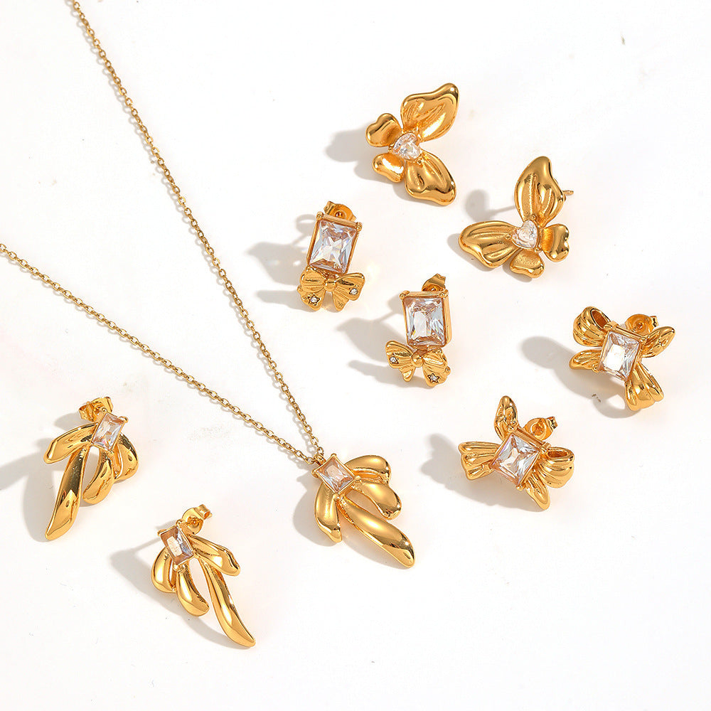 Cecilia Gold Tone Butterfly Zircon Earrings