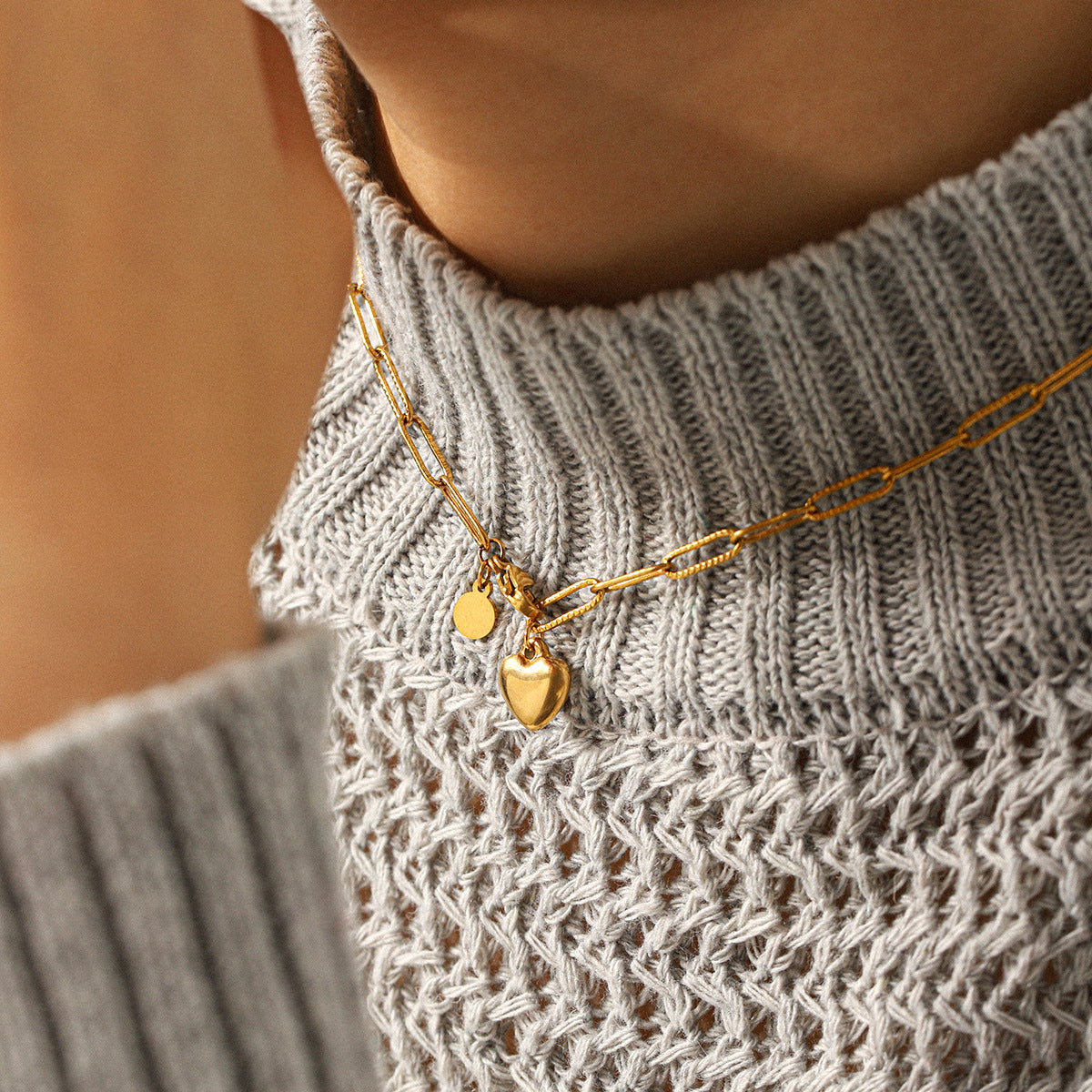 Ella Gold Tone Heart Chain Necklace