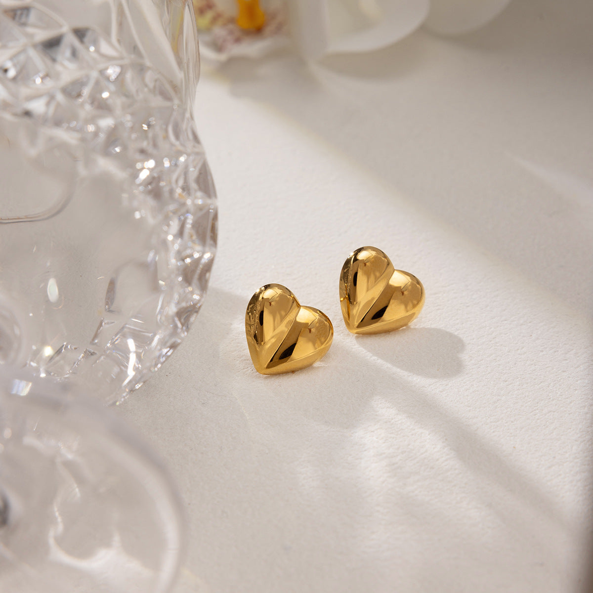 Nova Gold Tone Heart Stud Earrings
