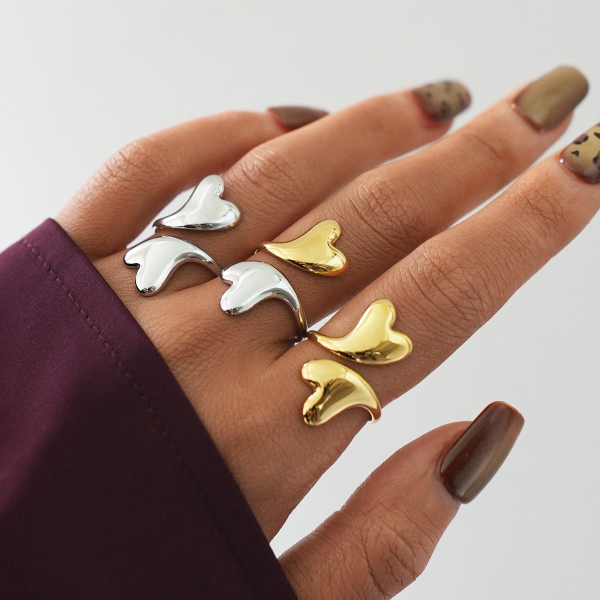 Lily Two Tone Double Heart Ring