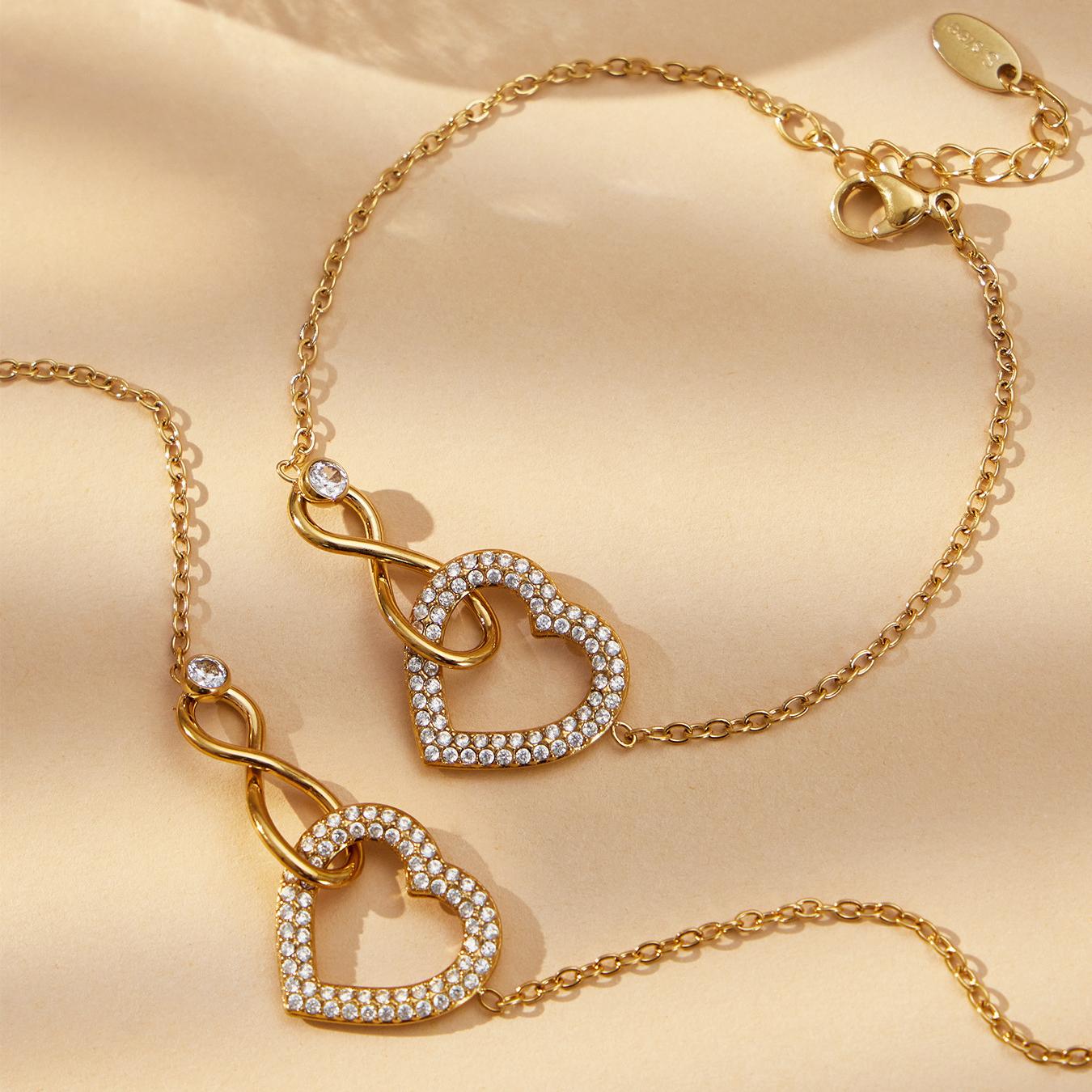 Maria Gold Tone Infinity Heart Zircon Necklace