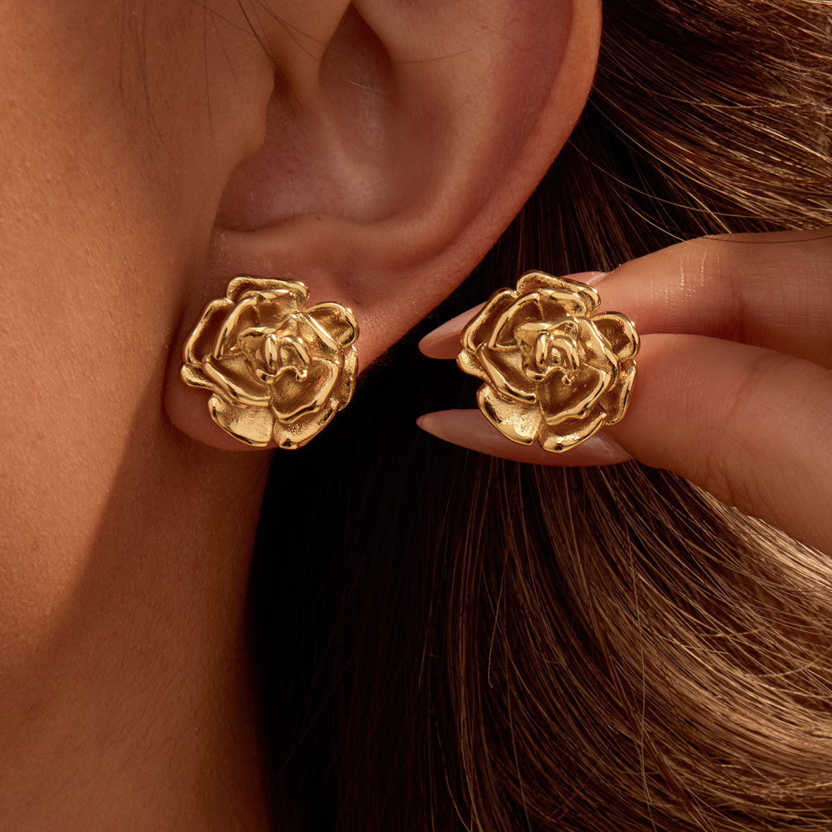 Blakely Gold Tone Flower Stud Earrings