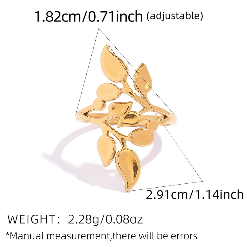 Aria Gold Tone Leaves Ring