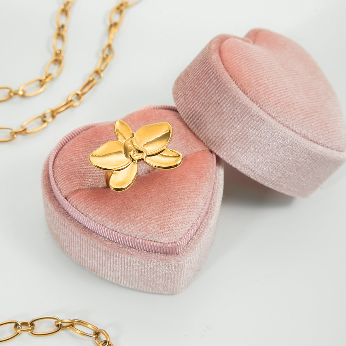 Georgia Gold Tone Orchid Statement Ring