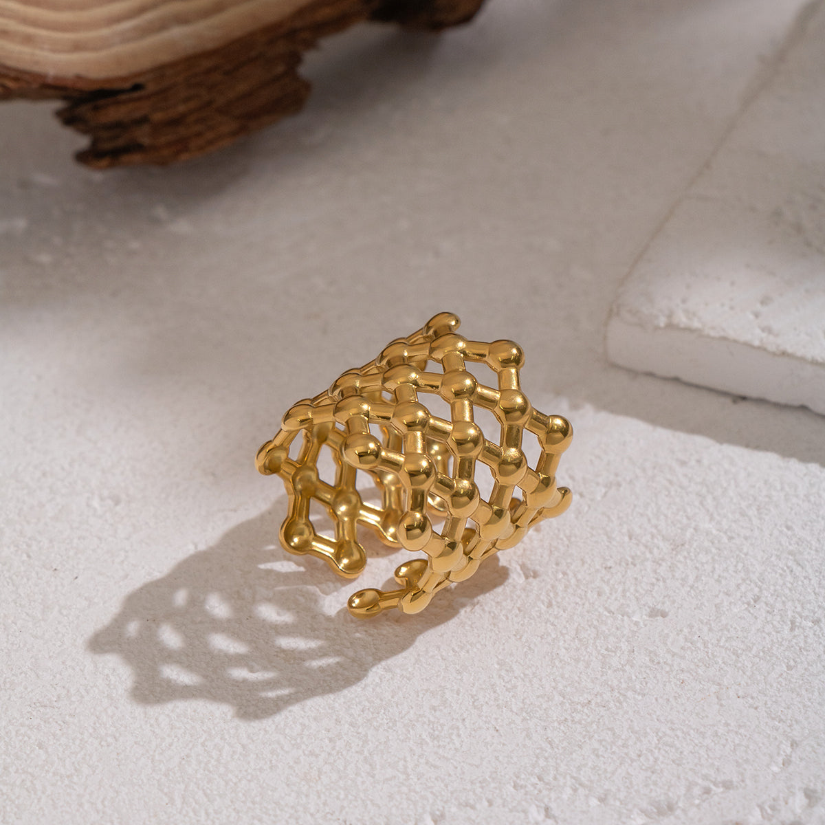 Riley Gold Tone Hollowed Out Ring