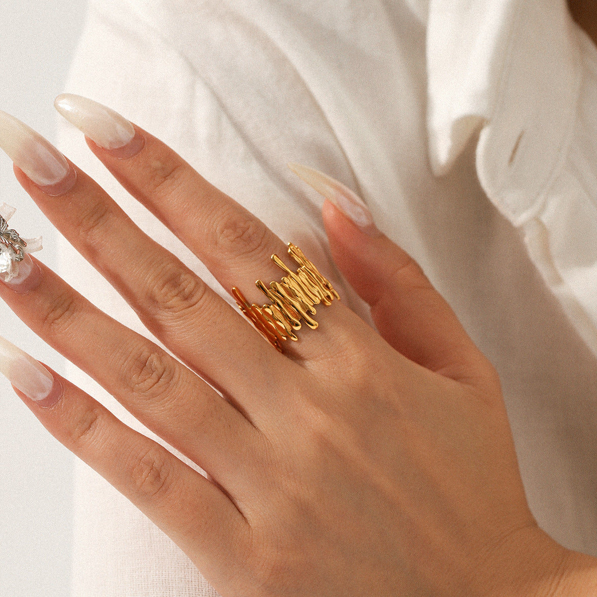 Sage Gold Tone Statement Ring