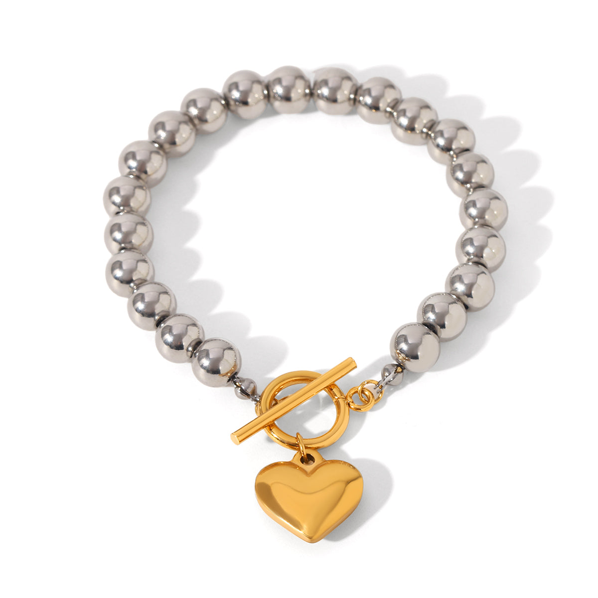 Lila Two Tone Heart Beads Bracelet