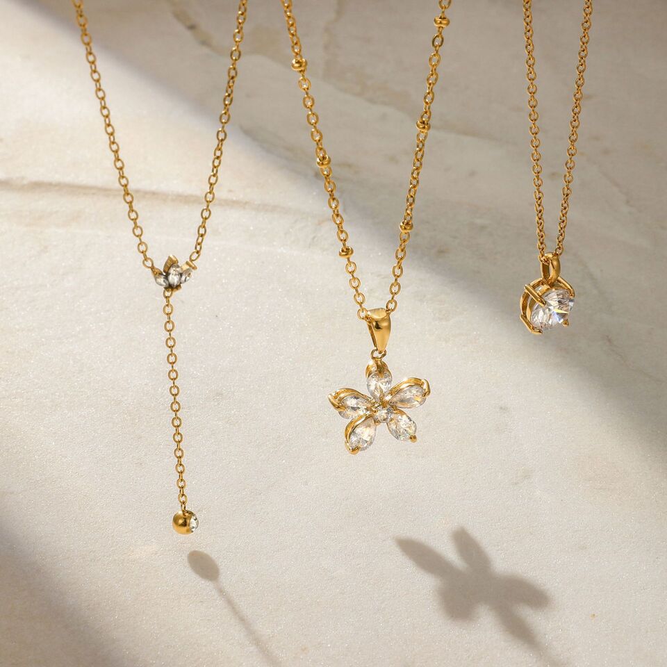 Adaline Gold Tone Zircon Necklace