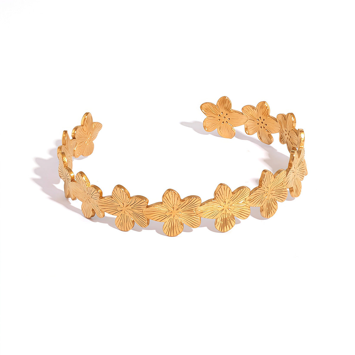 Adeline Gold Tone Flower Cuff Bracelet
