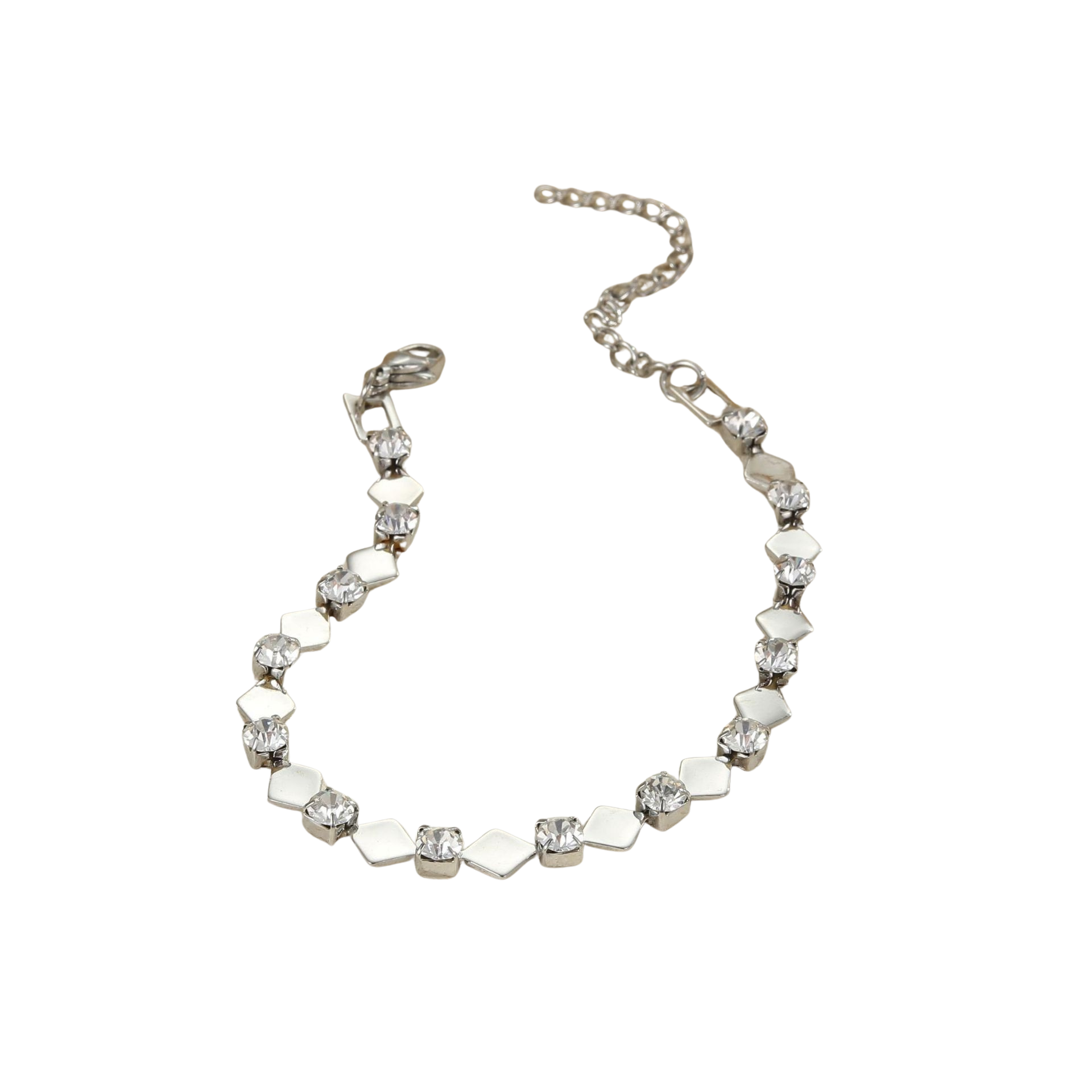 Peyton Silver Tone Squares White Zircon Bracelet
