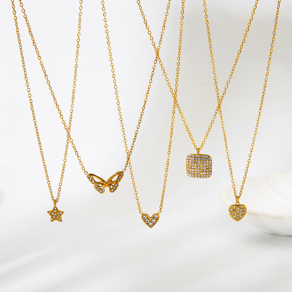 Oaklynn Gold Tone Butterfly Zircon Necklace