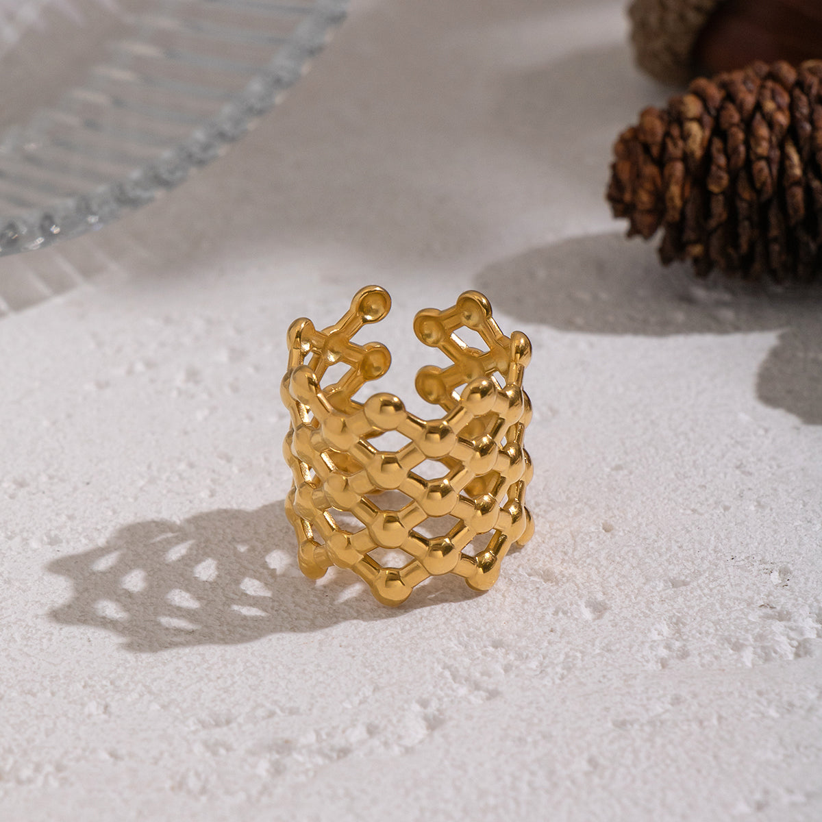 Riley Gold Tone Hollowed Out Ring