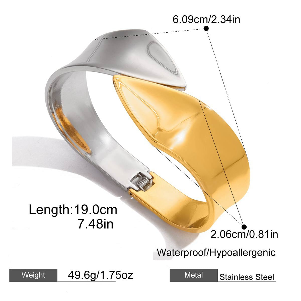 Mabel Two Tone Statement Cuff Bracelet