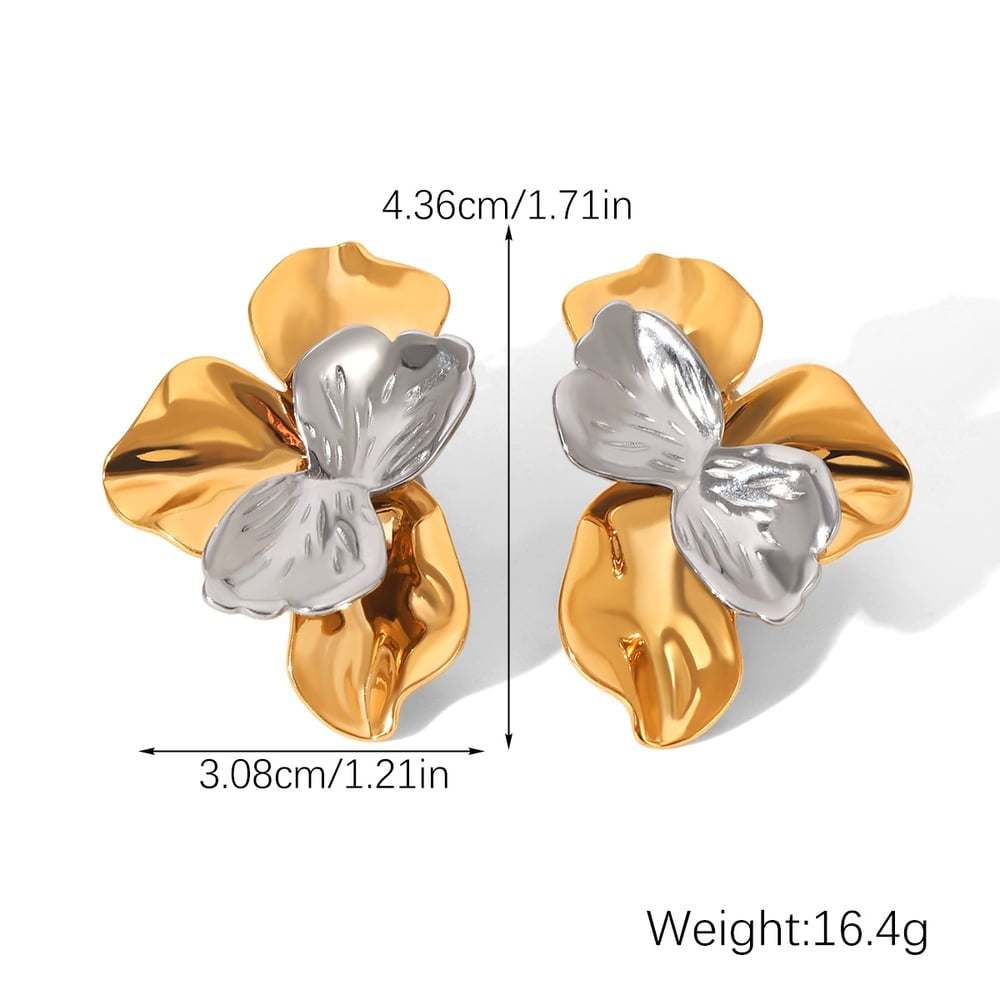 Sophia Gold and Silver Flower Stud Earrings