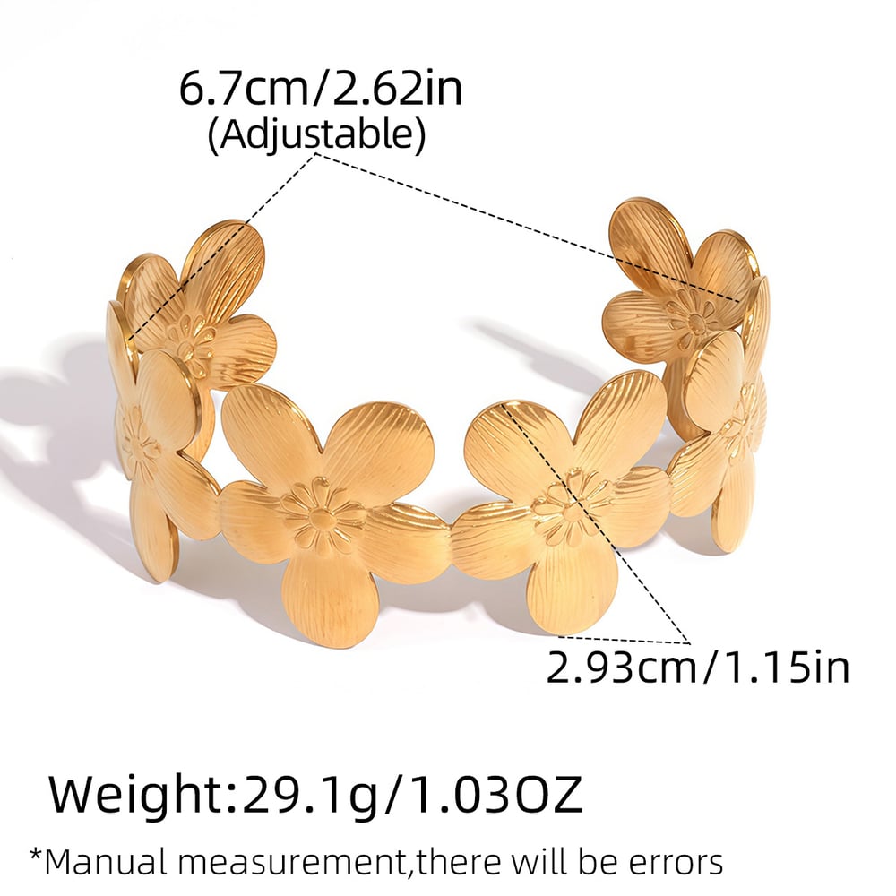 Sadie Gold Tone Flower Cuff Statement
