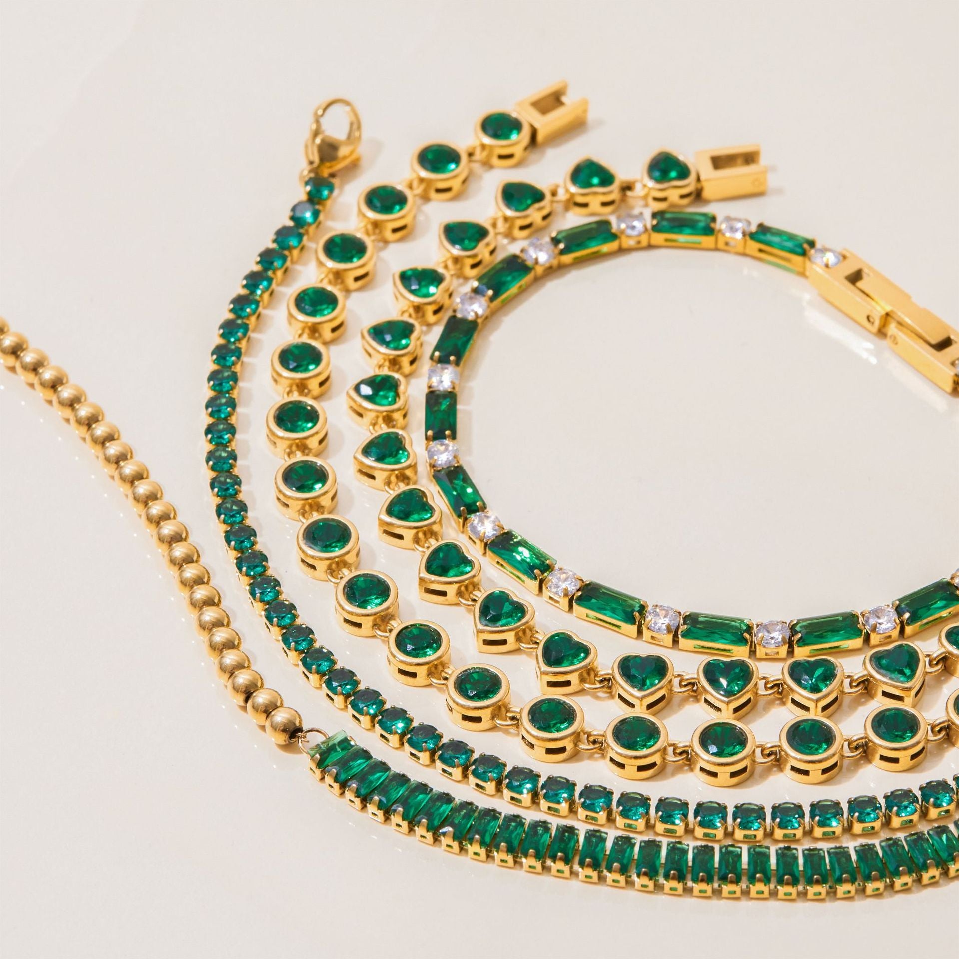 Magnolia Gold Tone Green Zircon Bracelet