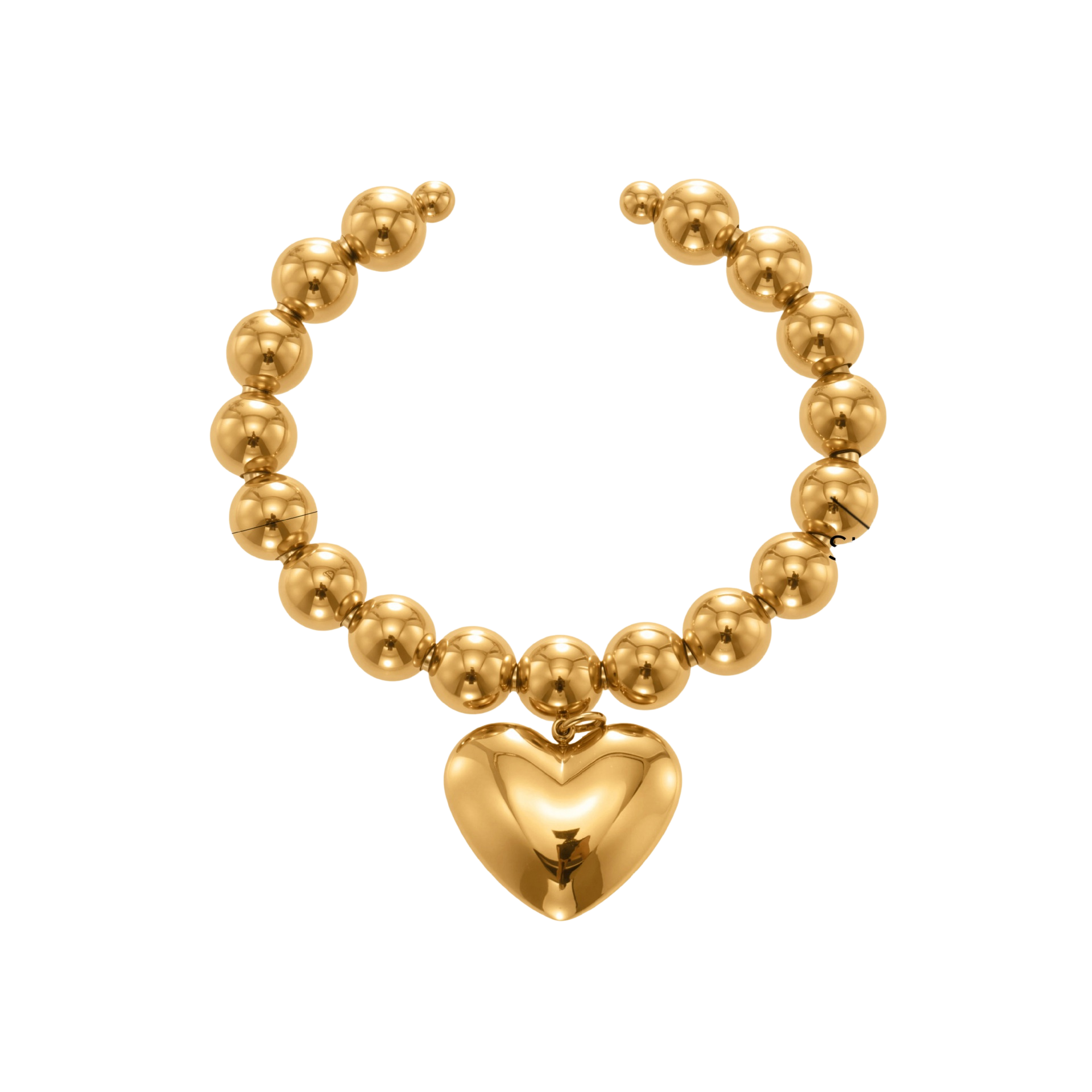Tatum Gold Tone Beads Heart Cuff Bracelet