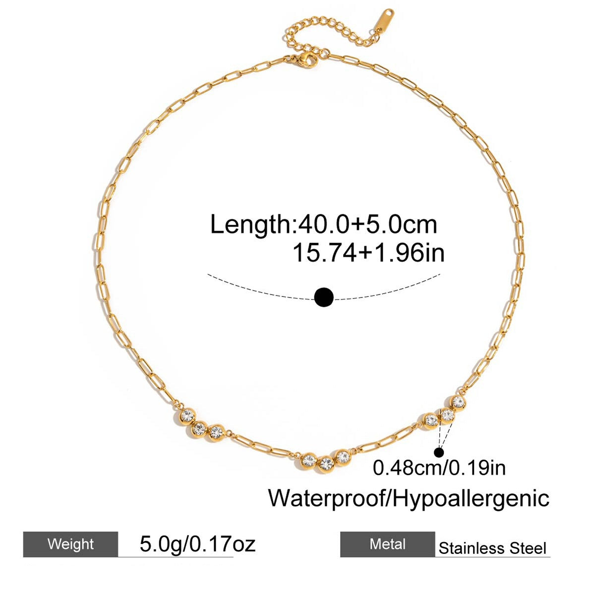 Samantha Gold Tone Zircon Necklace