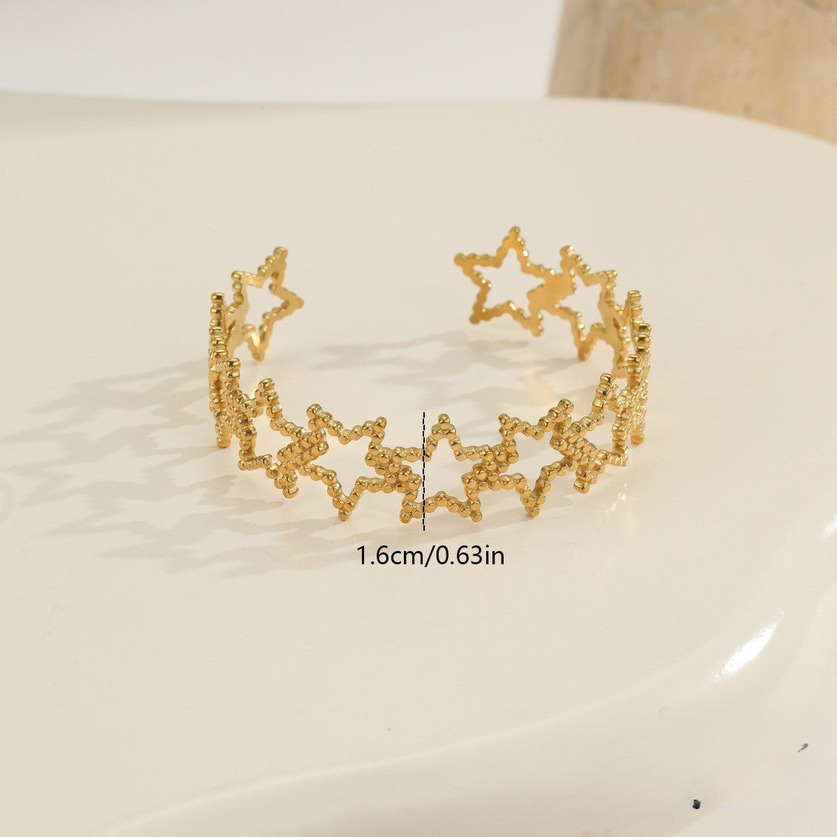 Jade Gold Tone Star Cuff Bracelet